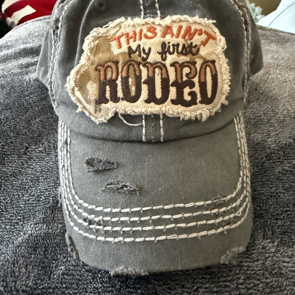 Gray Distressed Cap with Embroidered Patch